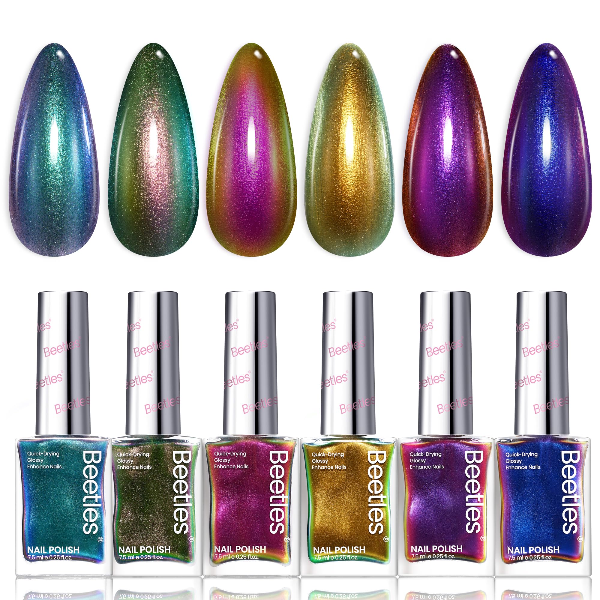 Beetles Chrome Nail Polish Ember closeup shows sparkling long-lasting autumn shine