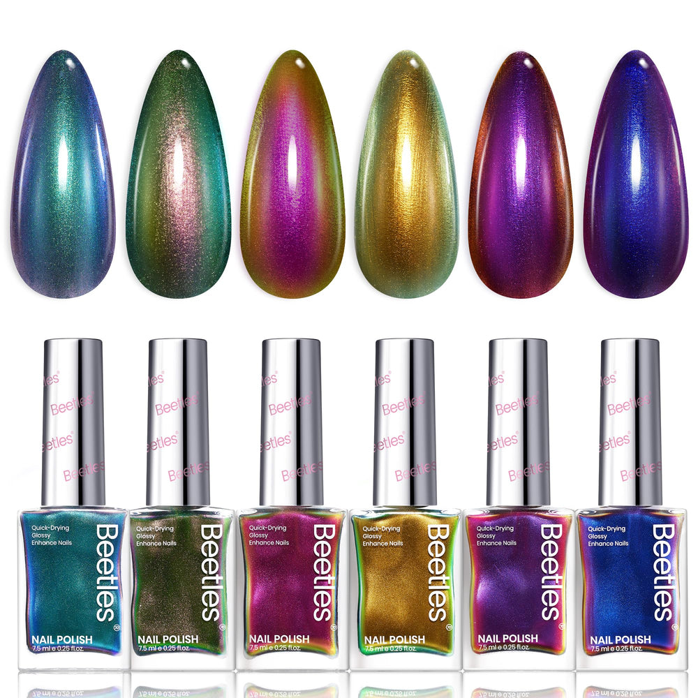 Beetles Chrome Nail Polish Ember closeup shows sparkling long-lasting autumn shine