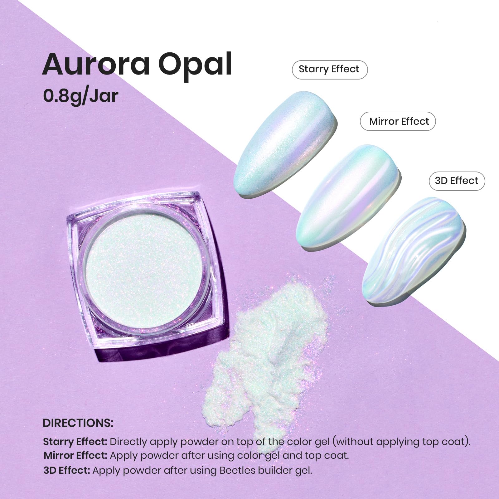 Beetles Chrome Powder Unicorn shimmer adds magical accents to DIY nails.