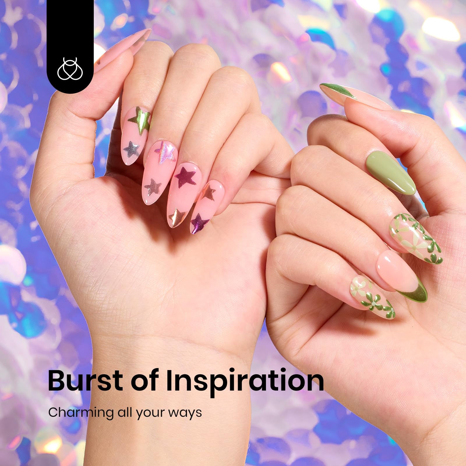 Beetles Gel Polish chrome powder blue color for cool iridescent glow.