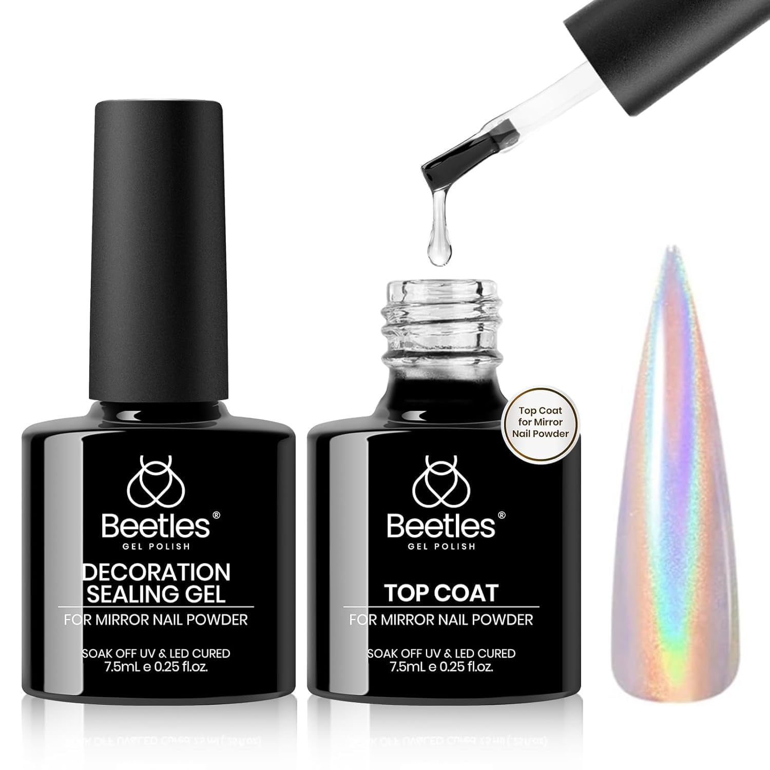 Beetles Chrome Top Coat gloss finish highlights chrome powder shine and durability