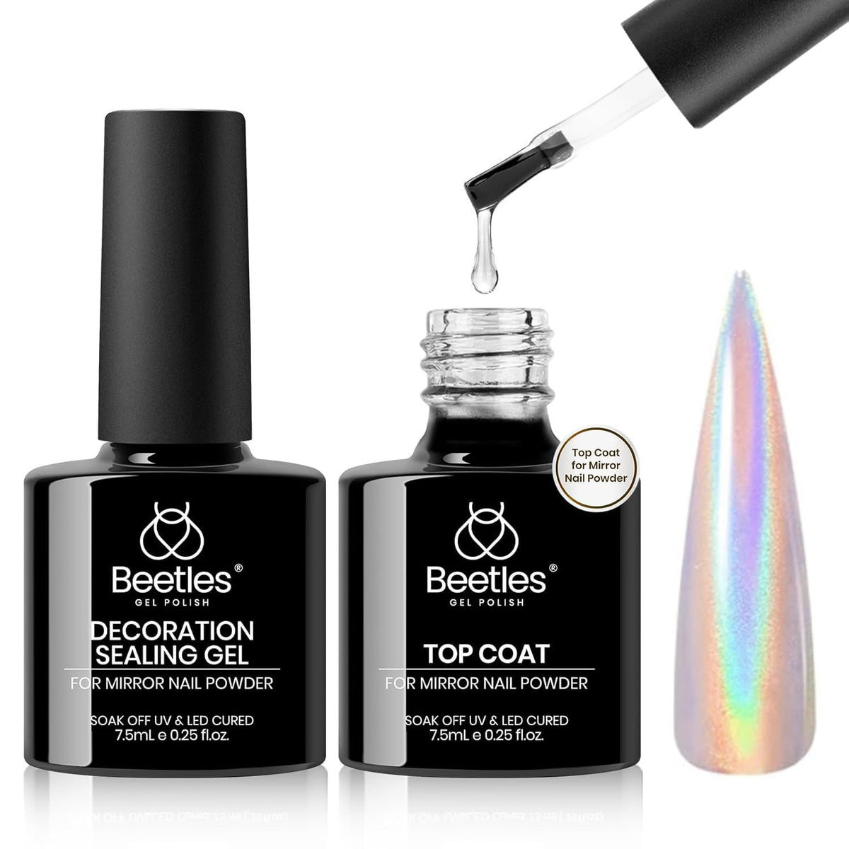 Beetles Chrome Top Coat gloss finish highlights chrome powder shine and durability
