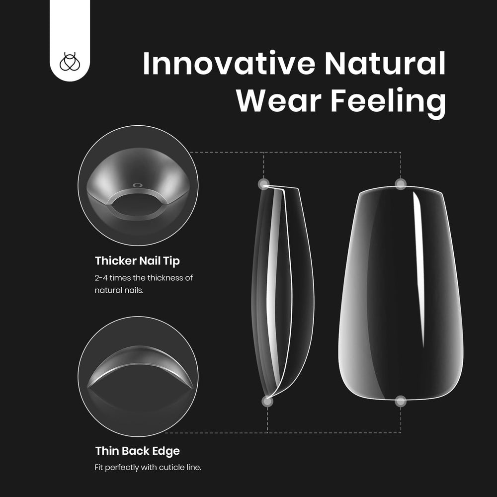 Beetles clear nail tips with glossy everyday finish.
