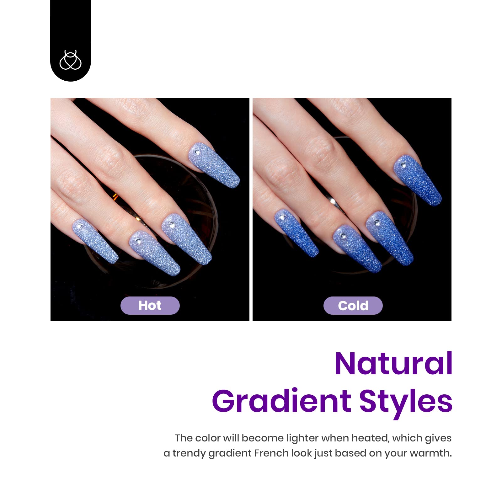 Beetles blue mood color-changing gel polish bottle for seasonal nails.