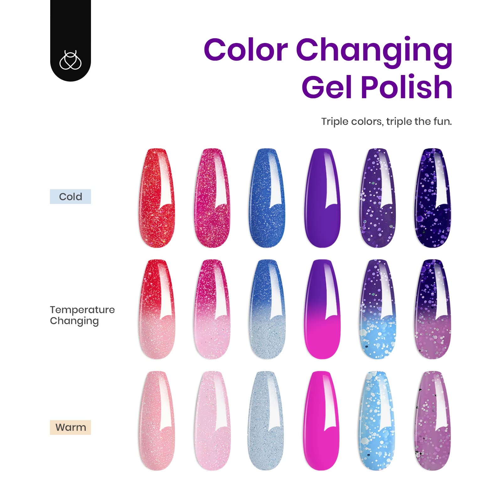 Beetles red glitter mood color-changing gel nail polish bottle.
