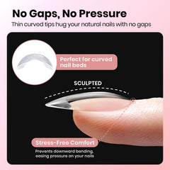 Beetles Curve-EX almond short tips shown for easy at-home DIY extensions