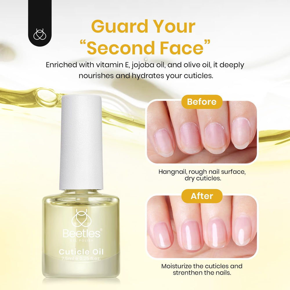 Beetles Cuticle Oil brush-application highlights precise delivery for nourishing cuticles.