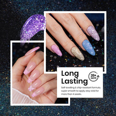 Beetles diamond-like glitter on nails offers dramatic shine for party looks.