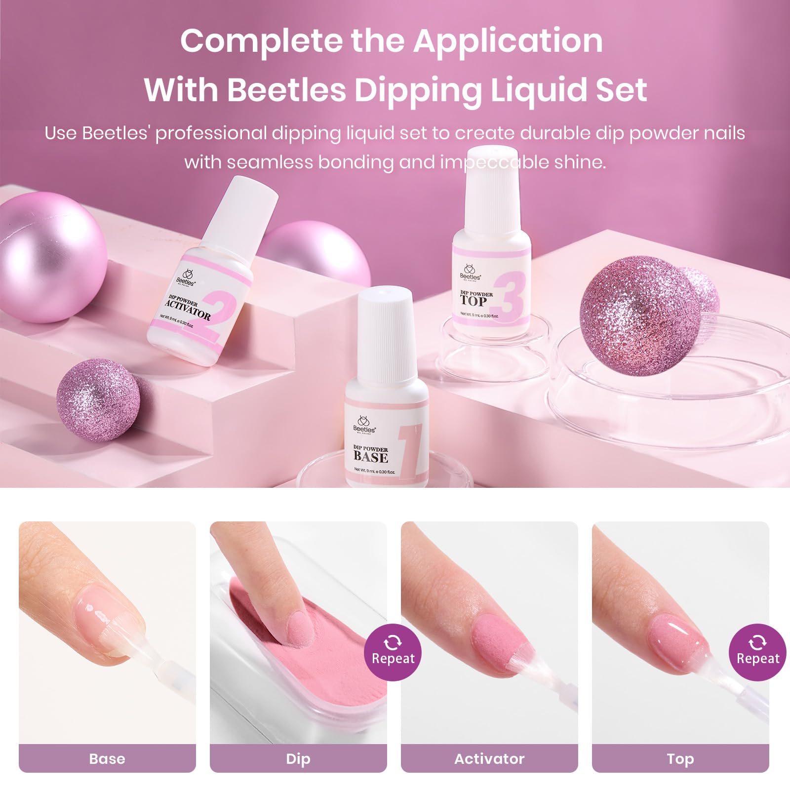 Beetles Dip Powder nails with long-lasting shine and natural look