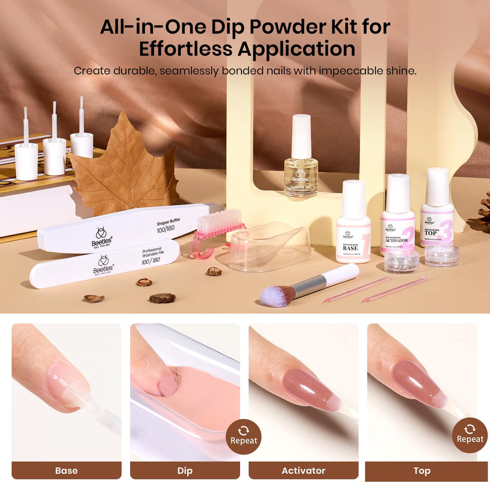 Beetles Dip Powder dust brush cleans dust for precision.