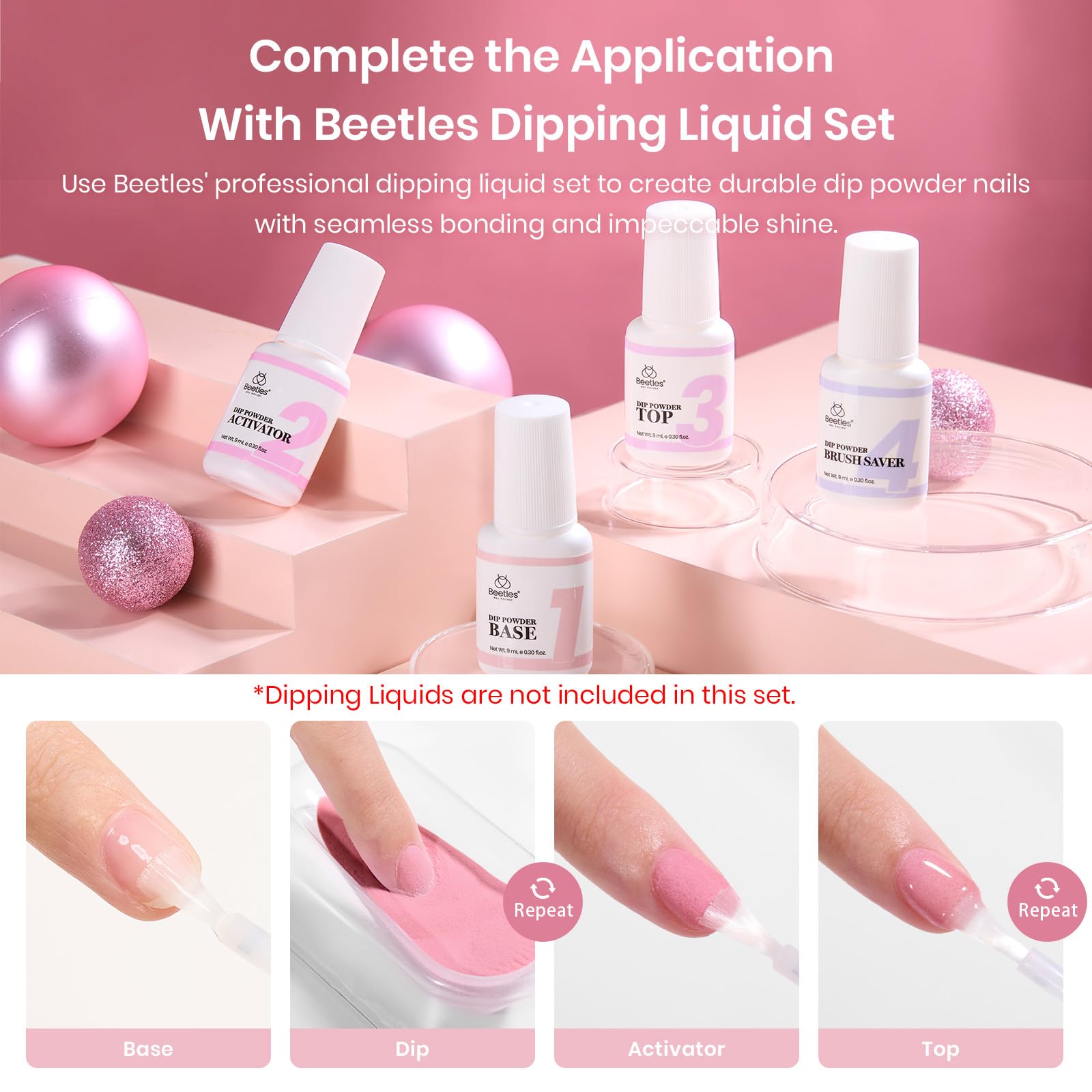 Beetles Dip Powder home manicure setup demonstrates at-home use