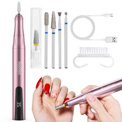 Beetles cordless nail drill rose gold front view for convenient home manicure use