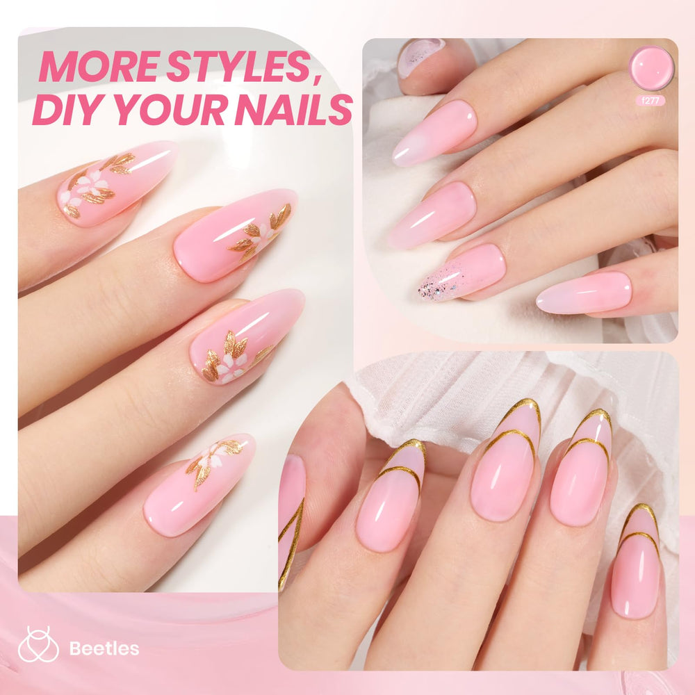 Beetles esmalte en gel rosa brillo duradero para uñas