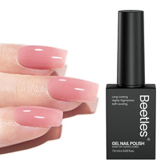 Beetles Nude Pink Gel en botella, brillo duradero para uñas.