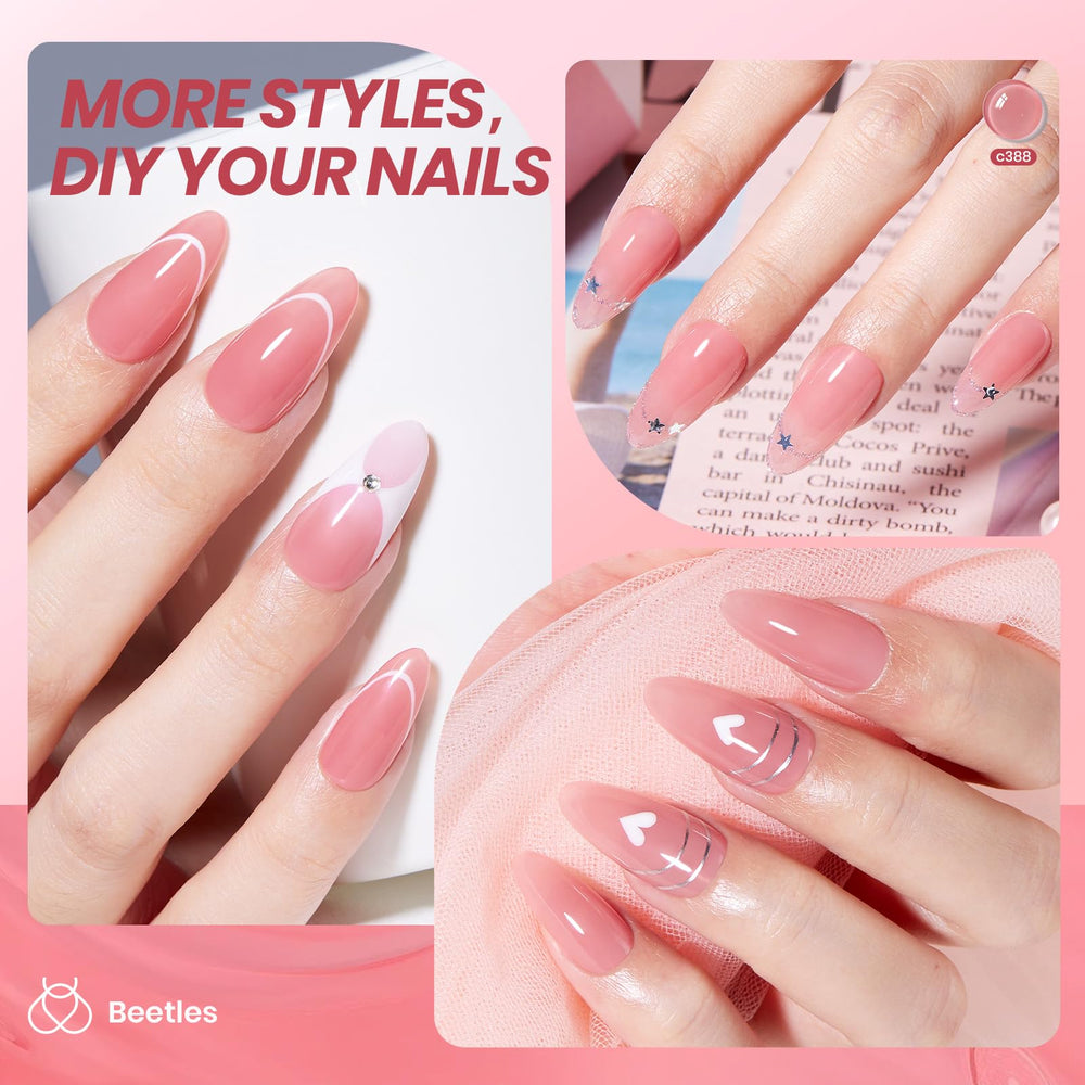 Beetles Nude Pink Gel en capas, permite construir el color.