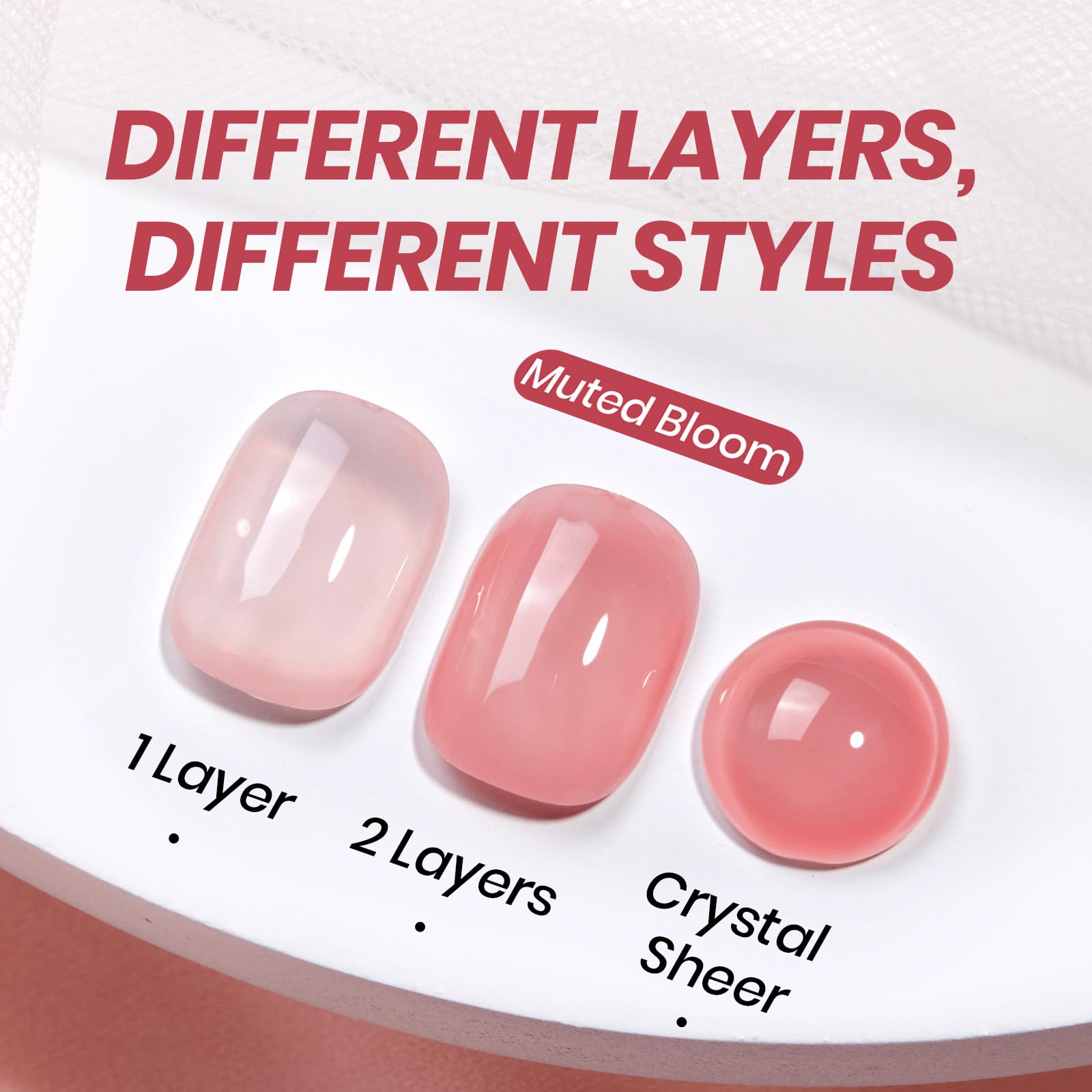 Beetles Nude Pink Gel en muestra, permite ver el tono real.