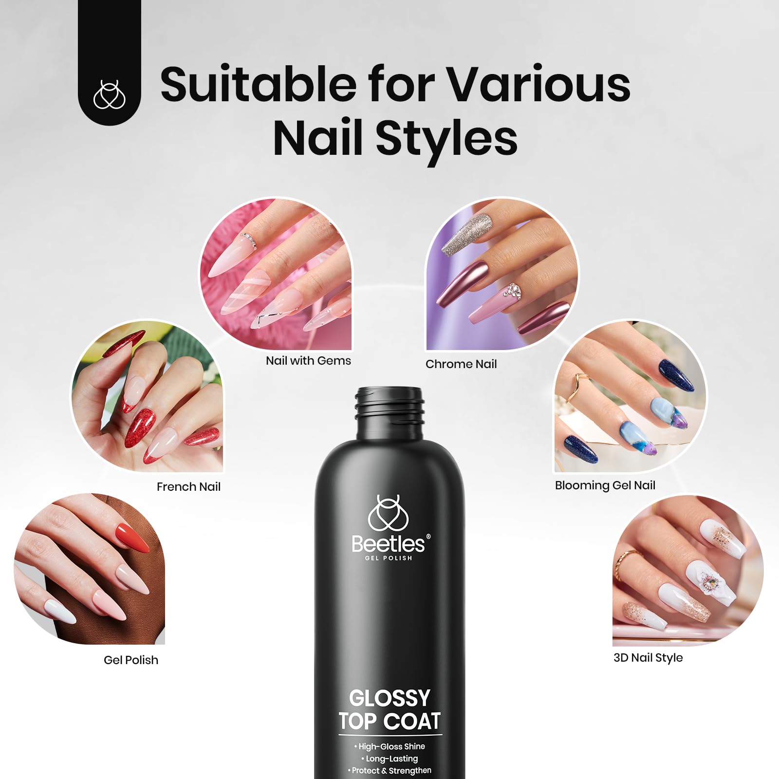 Beetles Extra Glossy Top Coat 300ml bulk no-wipe formula for faster results.