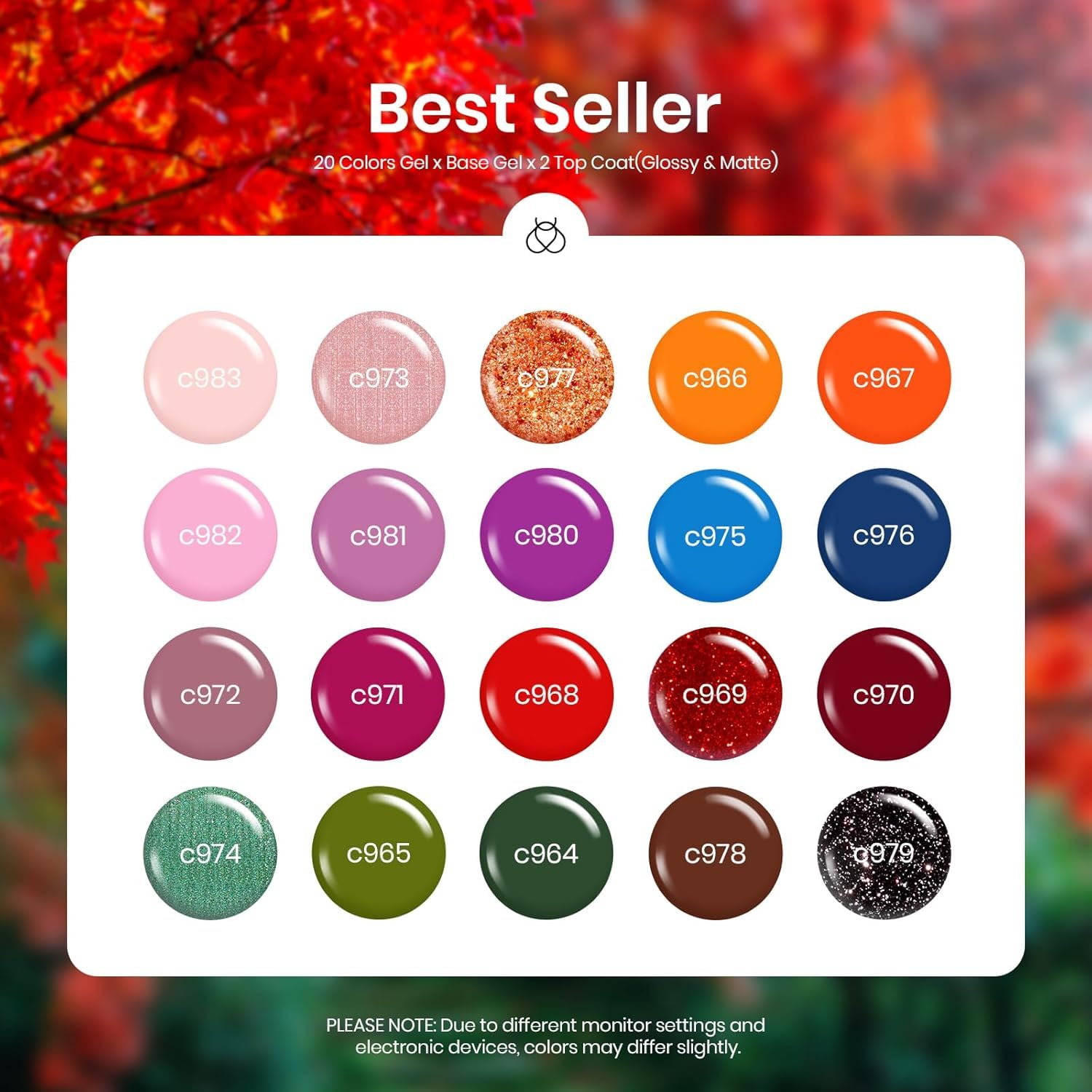 Beetles Fall Gel Polish Kit shows base and top coat for durable, salon-like finishes.