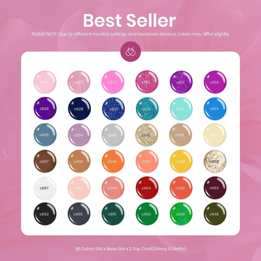 Beetles Fall Gel Nail Polish Set color palette image highlights versatile shades for everyday and festive looks.