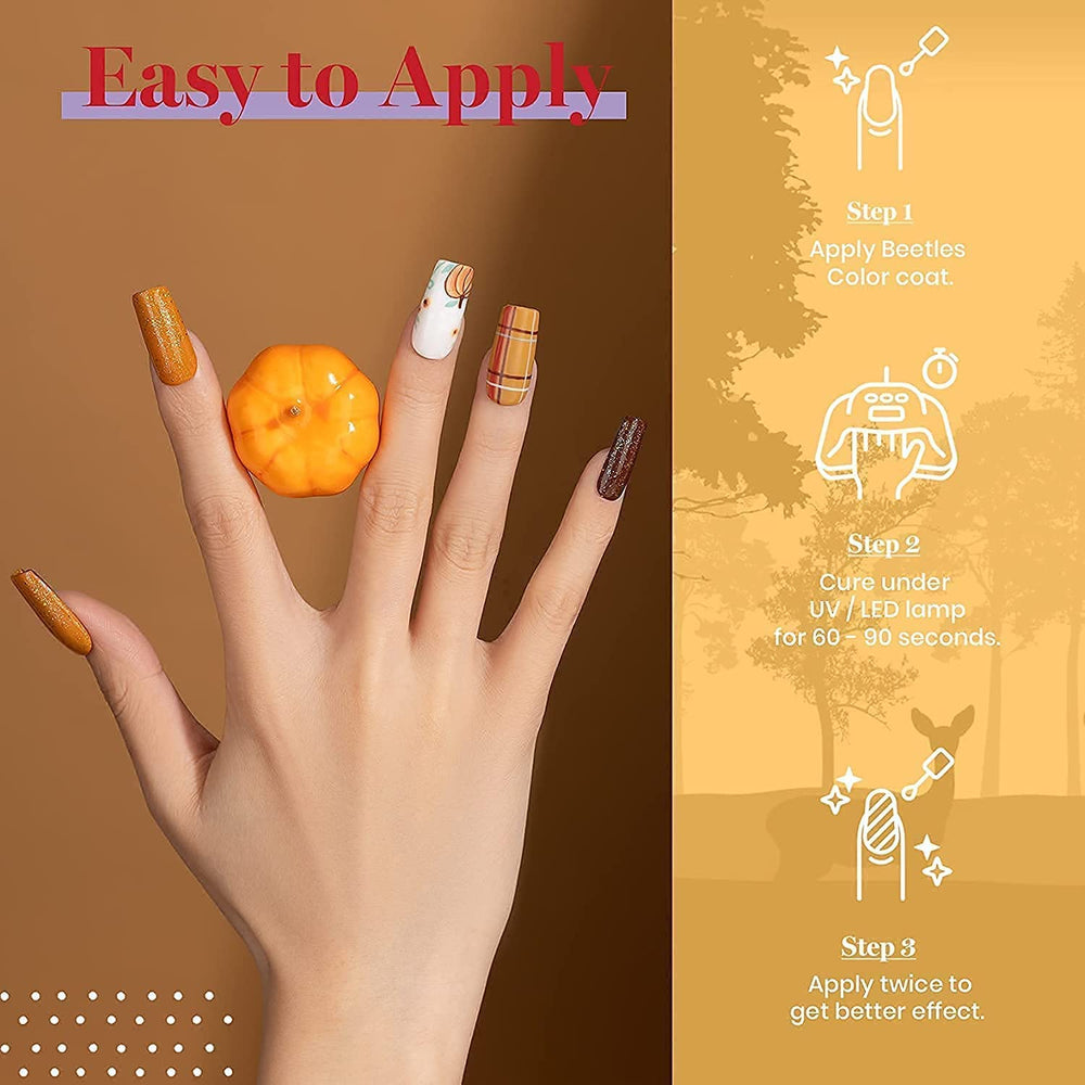 Beetles Fall Gel Nail Polish Orange shade offering bright fall warmth