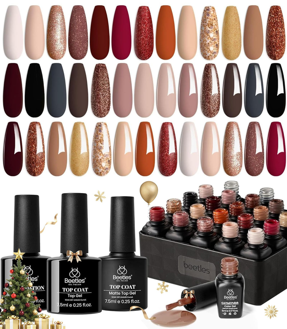 Beetles Fall Gel Nail Polish Set shades for versatile seasonal looks at home.