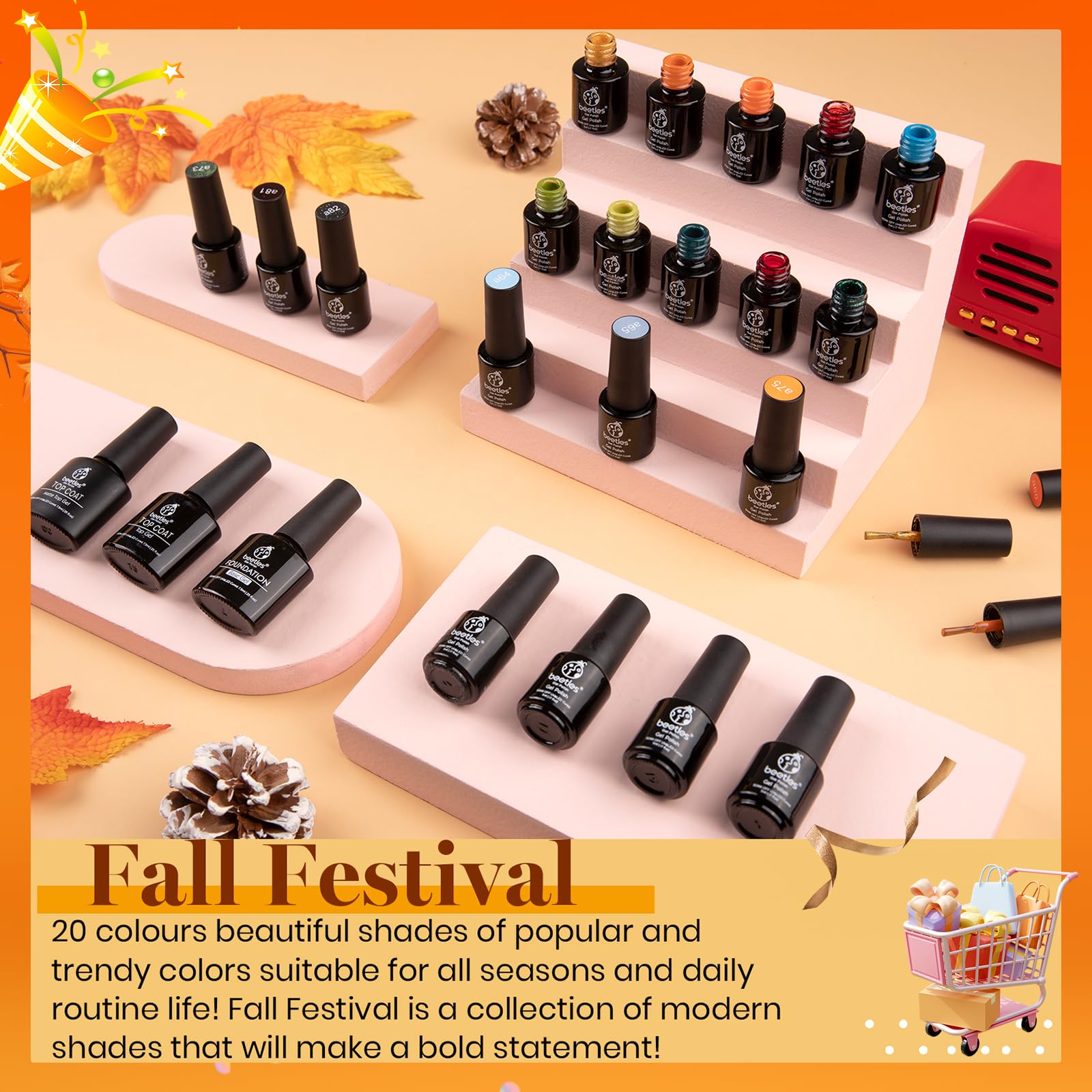 Beetles Fall Gel Polish Set black shade for sleek evening looks