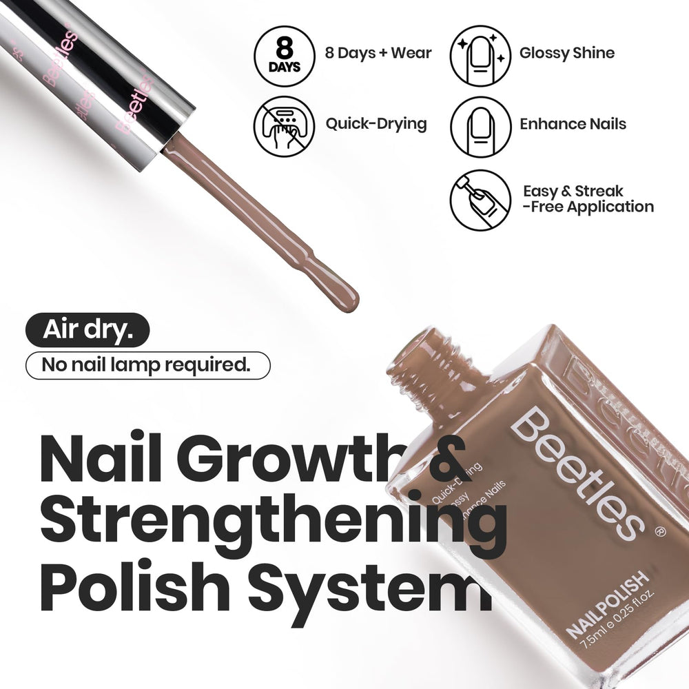 Beetles Fall Nail Polish Set nude-pink-brown shades suitable for everyday wear.