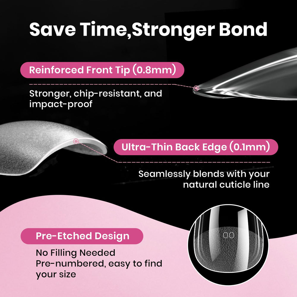 Beetles Flat-X Almond Coffin Medium application-ready tips for quick at-home extensions.