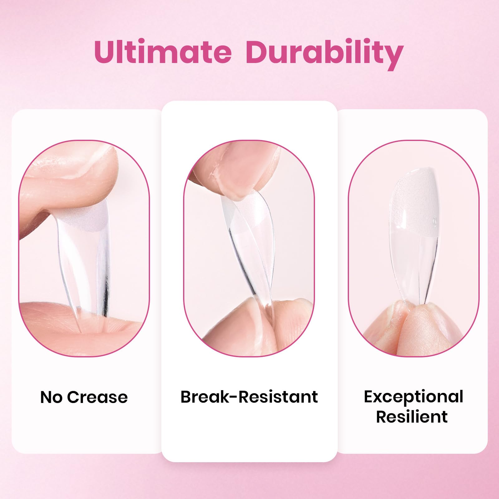 Beetles Flat-X Almond Coffin Medium natural-nail-fit demonstrates compatibility with flat nail beds.