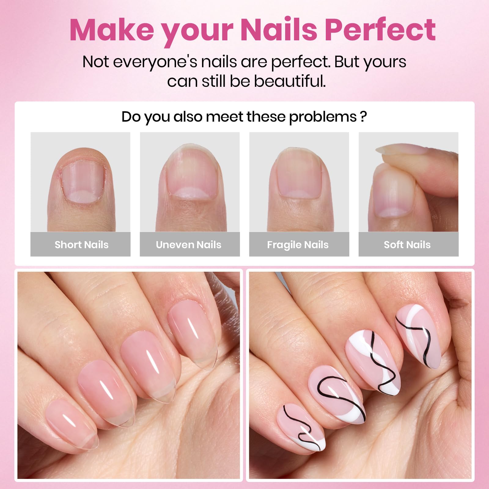 Beetles Flat-X almond coffin short tips 16-size set enables precise sizing for diverse nails.