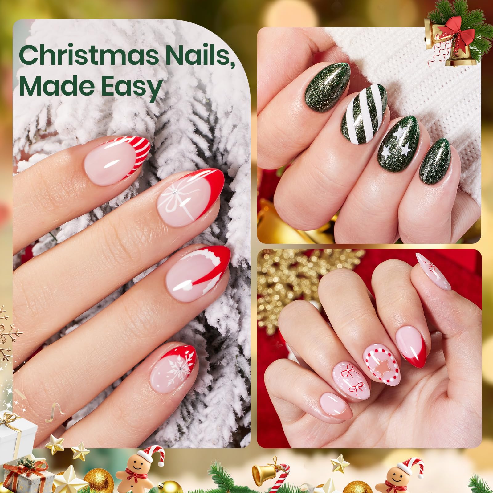 Beetles Flat-X almond nail tips in 16 sizes laid out for quick size matching