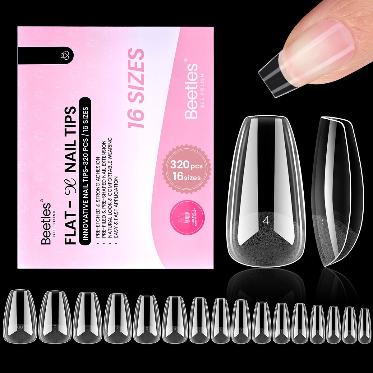 Beetles Flat-X coffin tips pack front view showing secure fit and comfortable wear