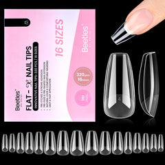 Beetles Flat-X coffin medium nail tips 320-piece set for secure all-day wear