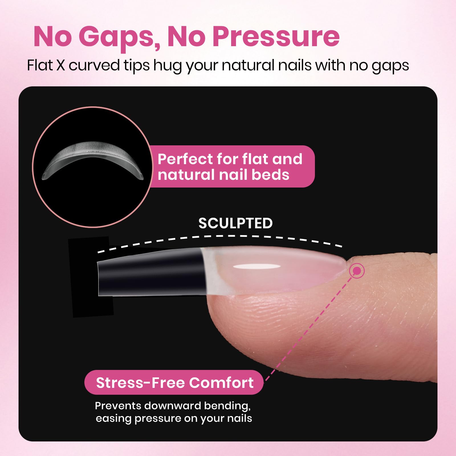 Beetles Flat-X full-cover soft acrylic tips provide natural-looking extensions
