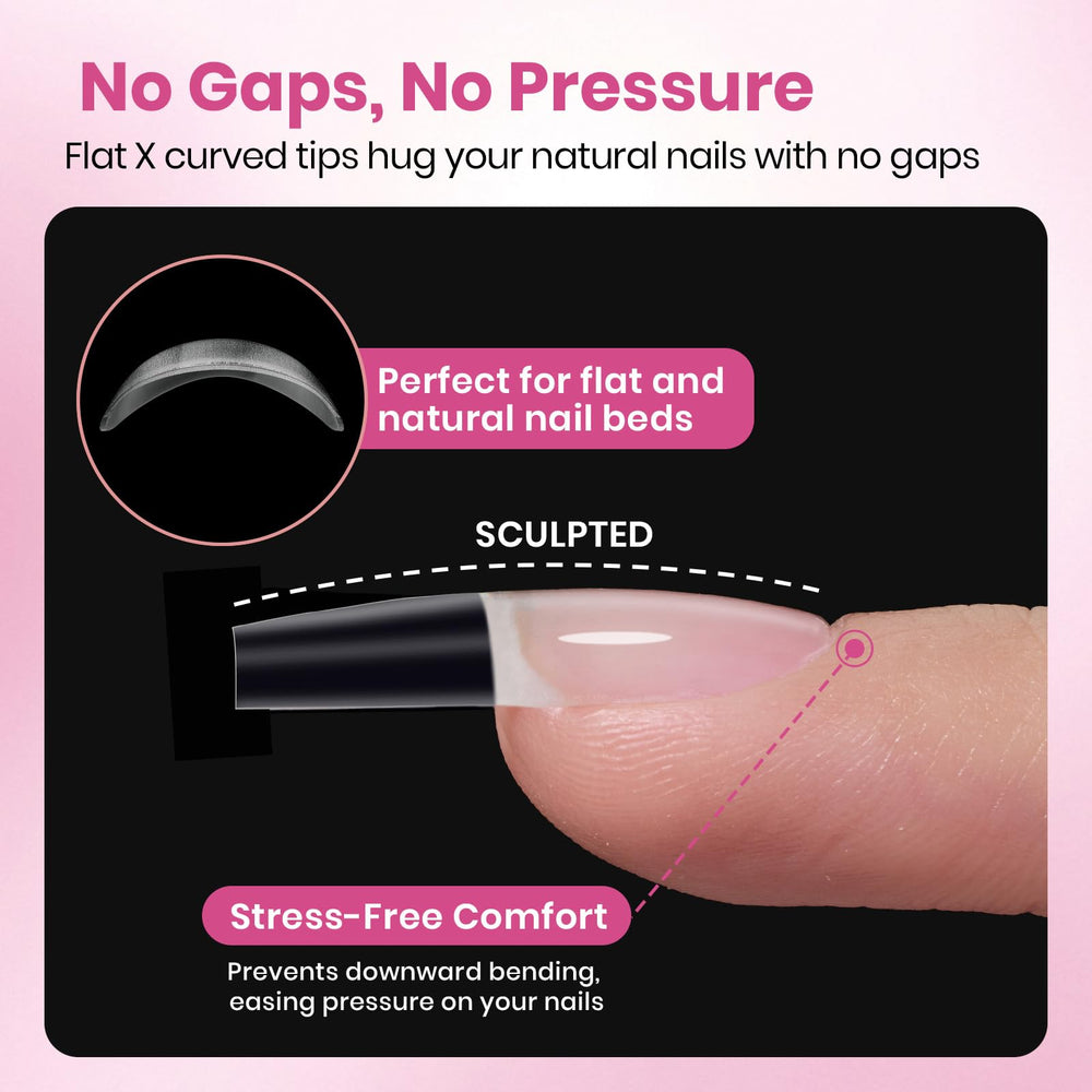 Beetles Flat-X full-cover soft acrylic tips provide natural-looking extensions