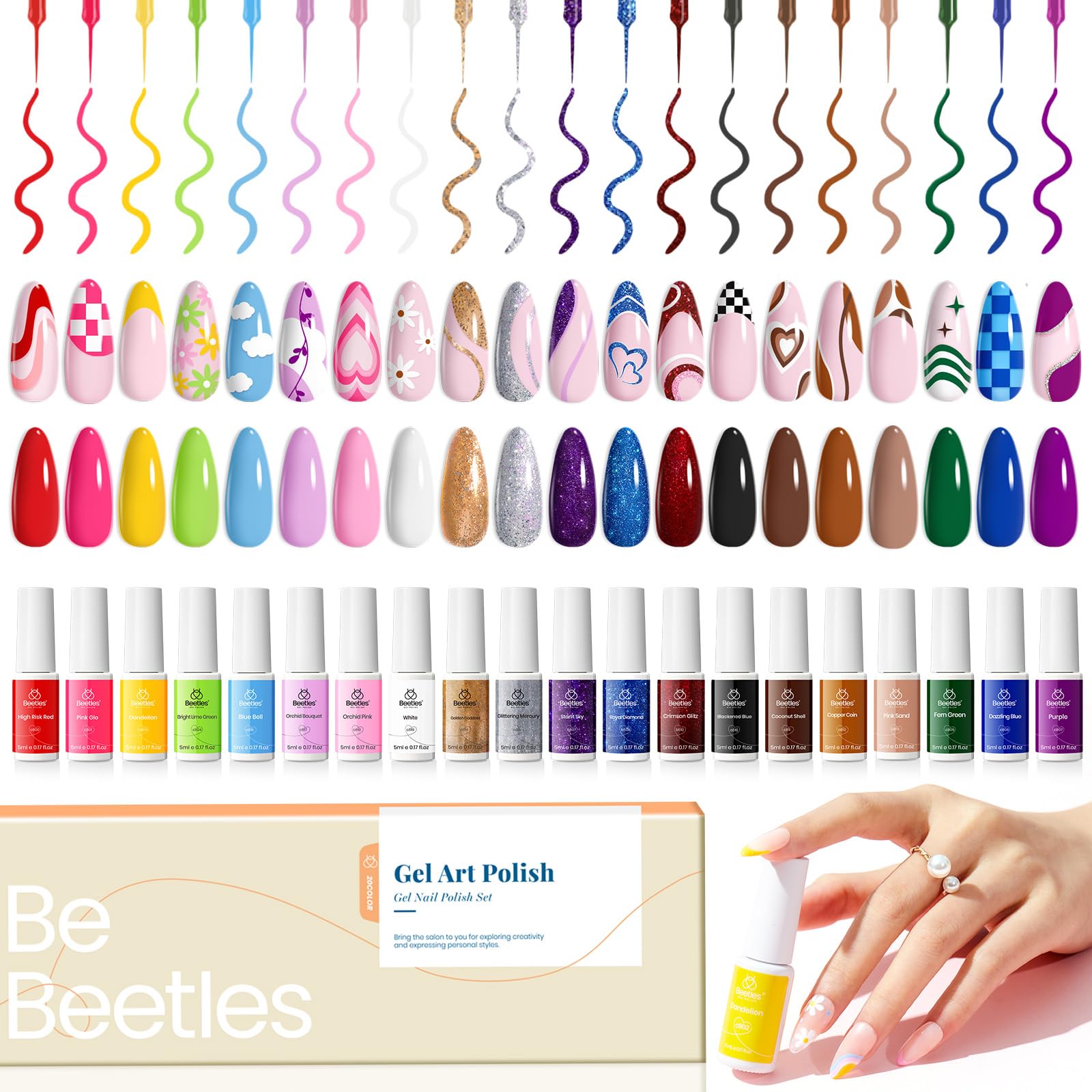 Beetles French Tip Gel Liner Set bottle closeup for precise nail art