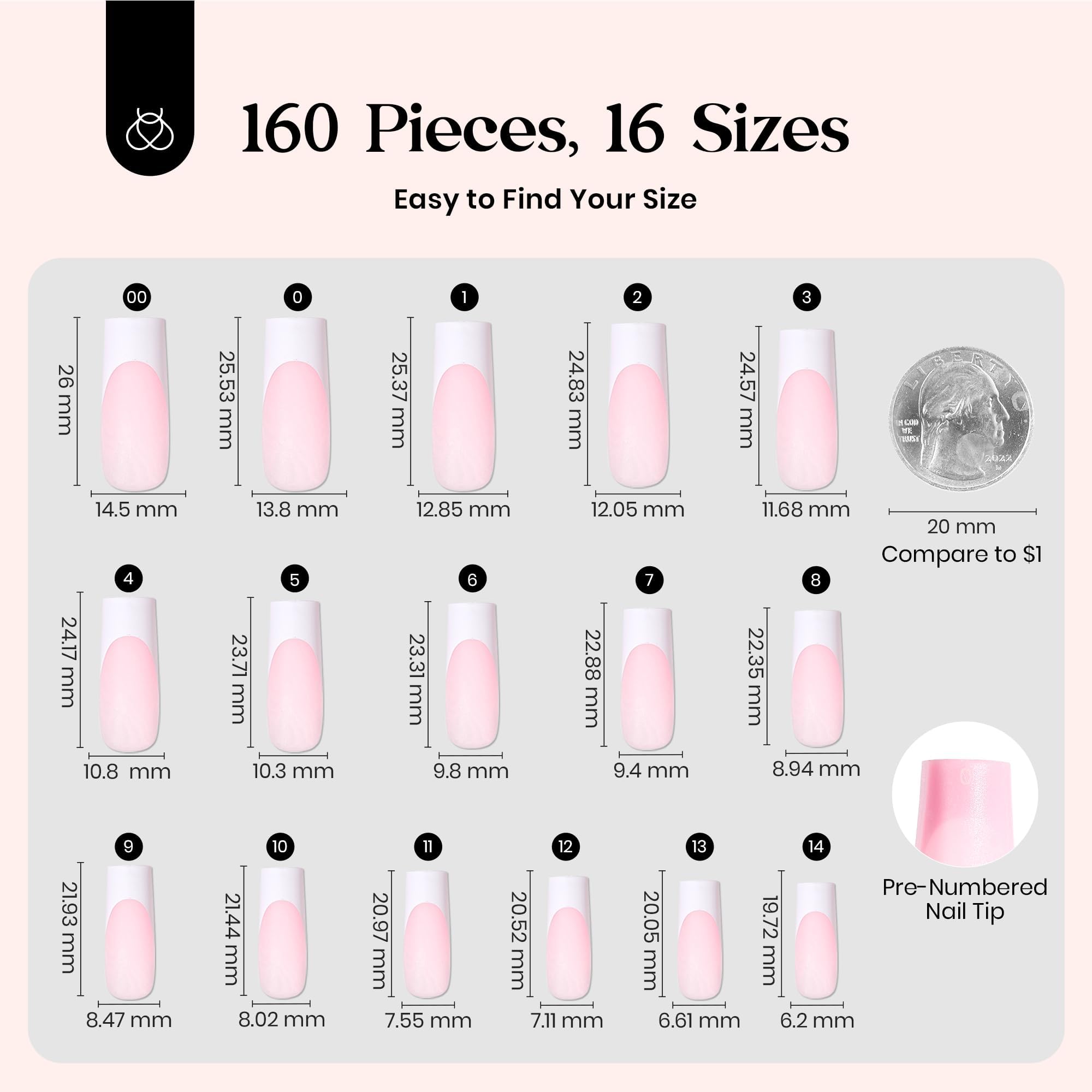 Beetles French Tip Press-On Nails 150-piece set for flexible design options