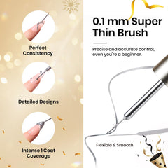 Beetles Gel Liner Chrome-Effect on nail demonstrates high-gloss finish for standout designs.
