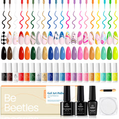 Beetles Gel Liner Nail Art Set pastel neon collection for precise lines and vibrant nail designs
