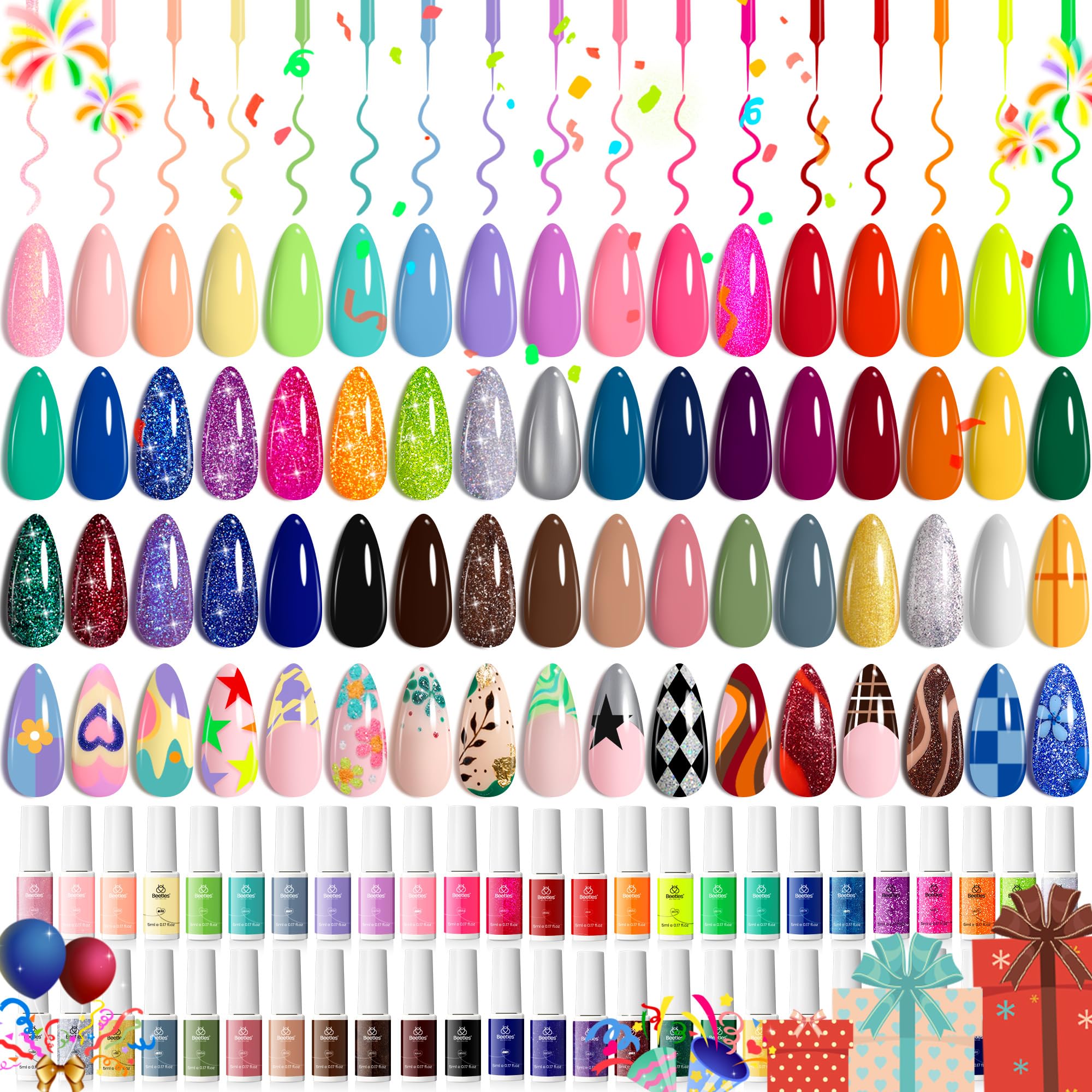 Beetles Gel Liner Nail Art Set color wheel closeup for precise line work