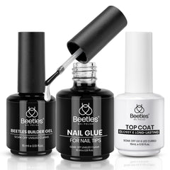 Beetles Gel Nail Glue Kit builder gel bottle for natural nail extensions with crystal-clear finish