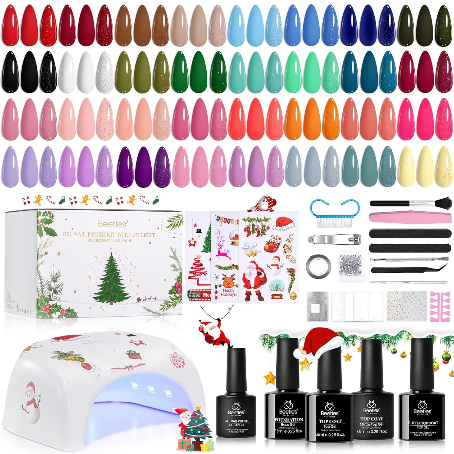 Beetles Gel Nail Kit with 32 colors for versatile at-home manicures.