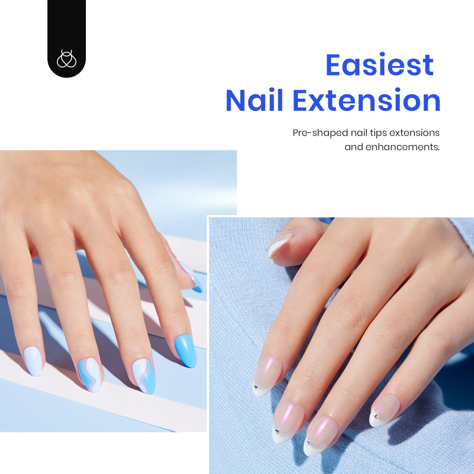 Beetles gel nail kit 5-in-1 glue gel doubles as base and rhinestone adhesive.