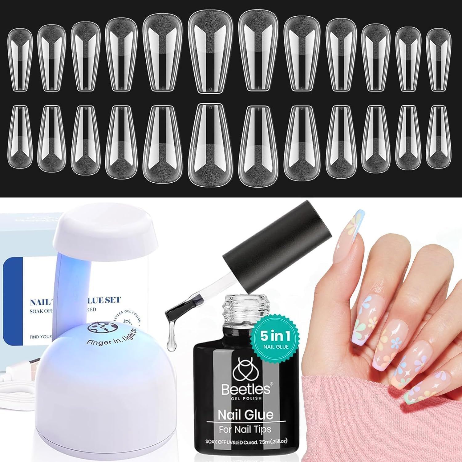 Beetles Gel Nail Kit 504-piece tips for easy home manicures.