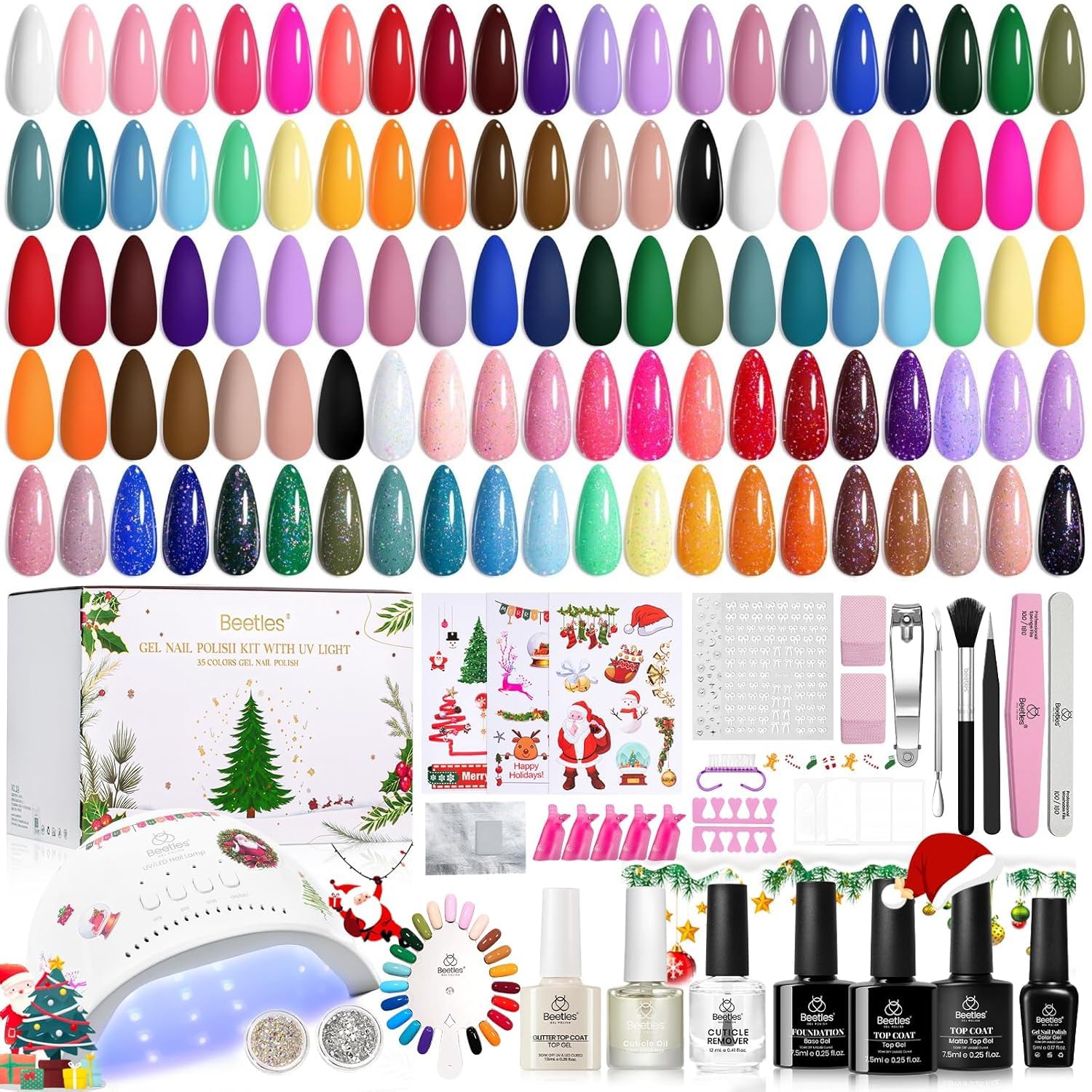 Beetles gel nail-kit 68-pcs with lamp for at-home manicures.