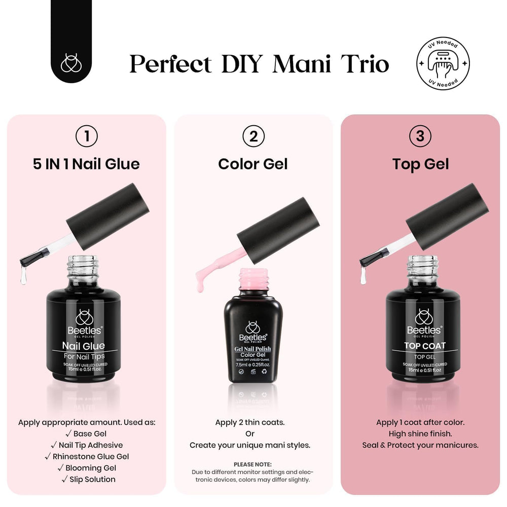Beetles Gel Nail Kit Clear Almond Medium nail file—smooth shaping for professional edges.