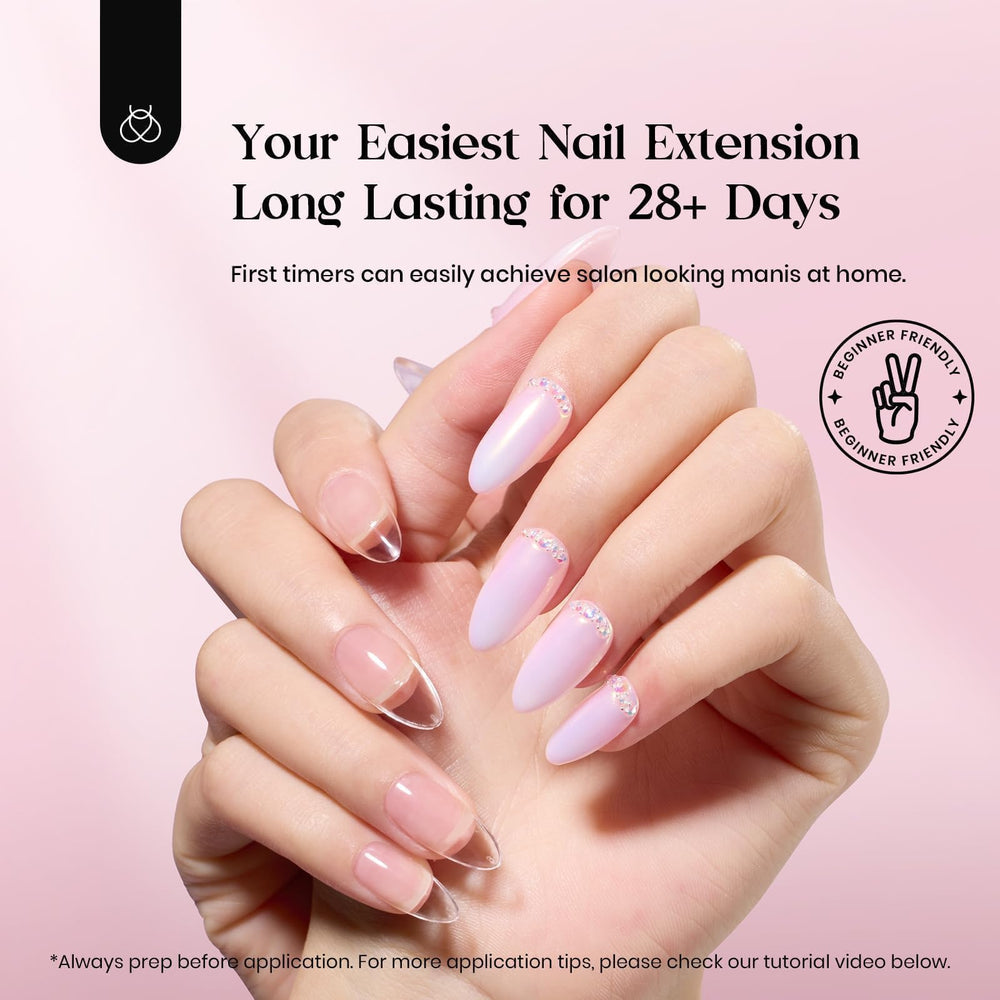 Beetles Gel Nail Kit Clear Almond Medium pink gel polish—precise color for salon-like finishes.