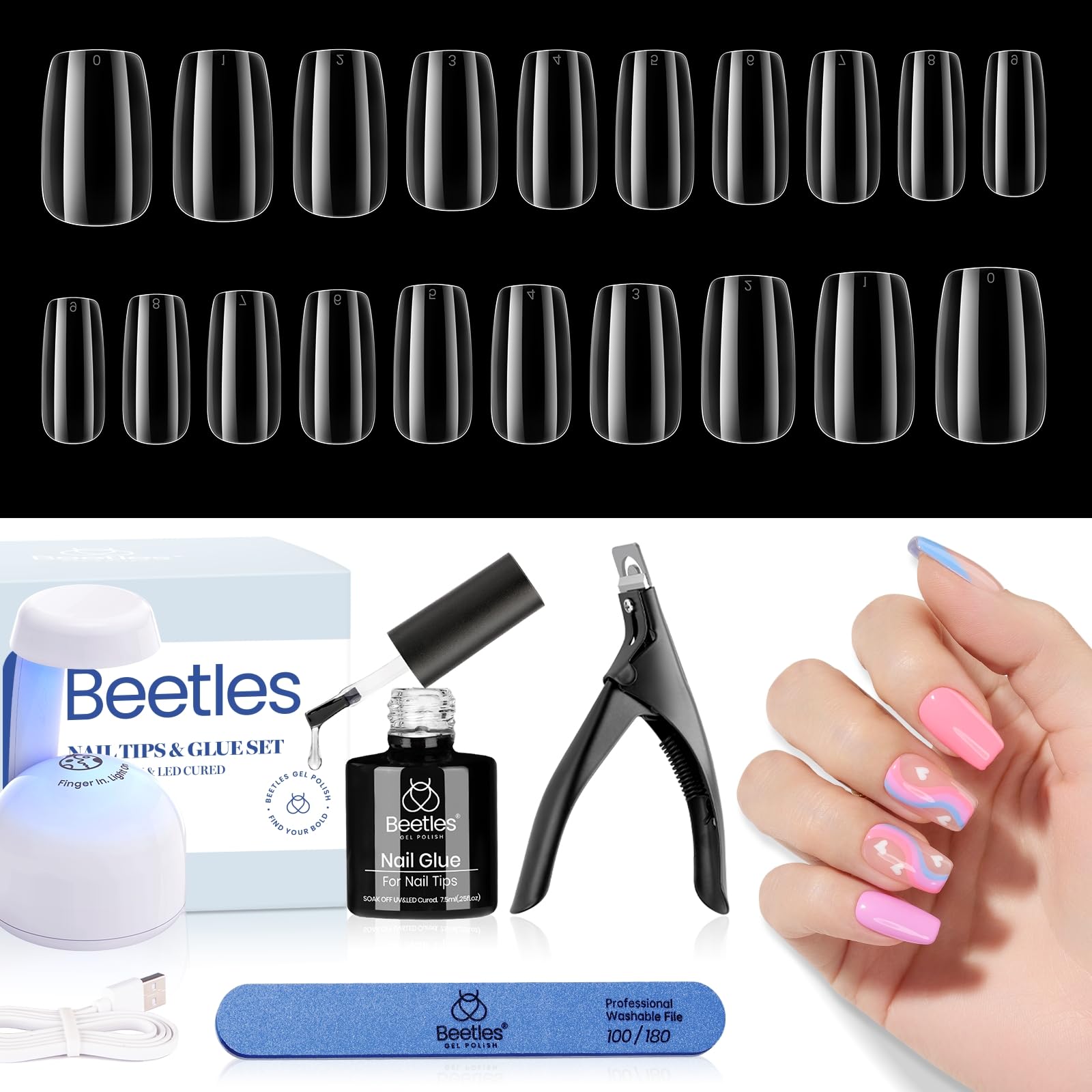 Beetles Gel Nail Kit LED lamp powering quick at-home cures
