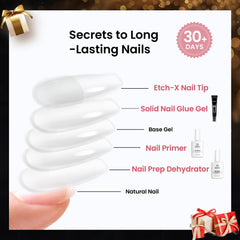 Beetles Gel Nail Kit Medium Almond tips pack highlights 576 half-matte almond tips
