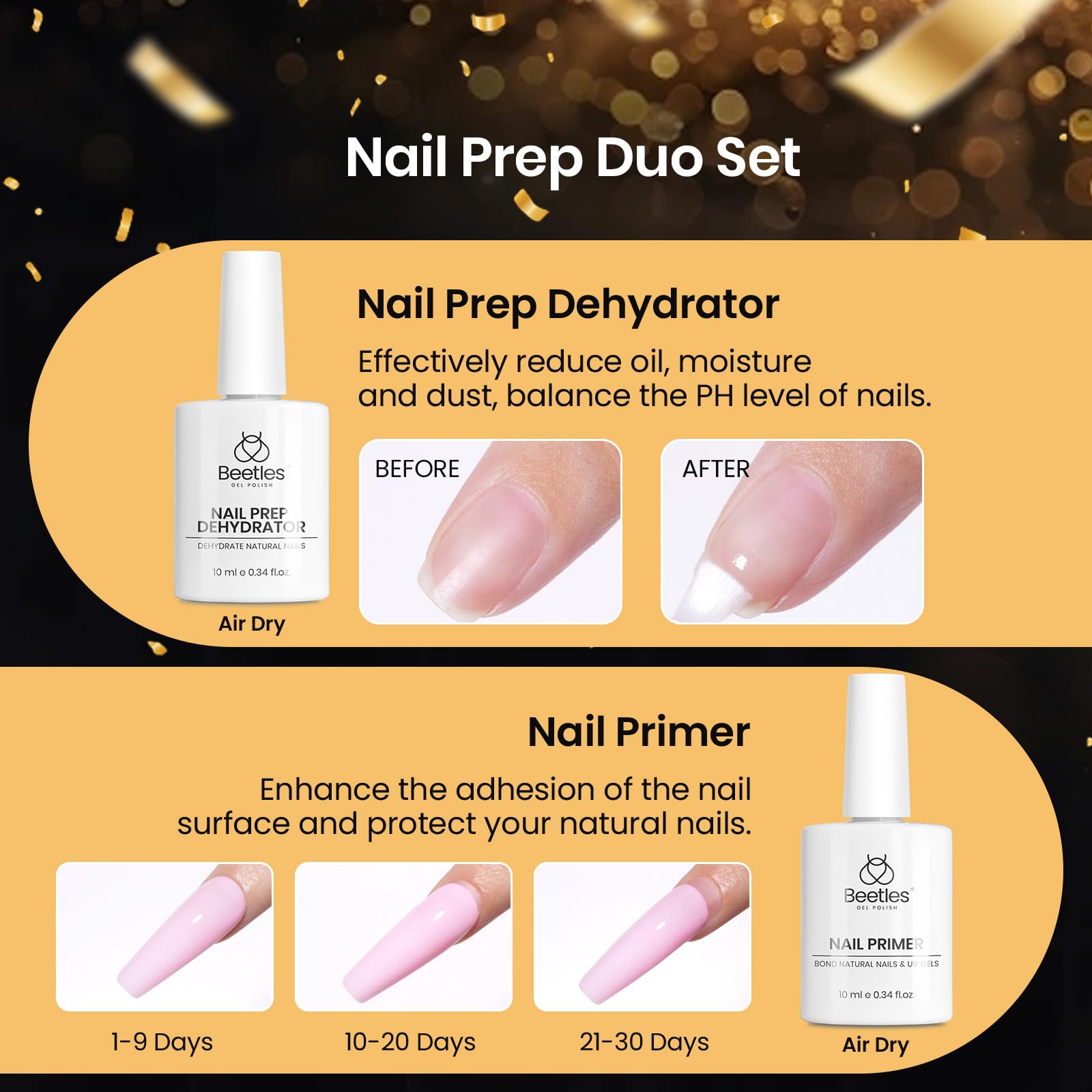 Beetles Gel Nail Kit Short Almond half matte texture enhances adhesion
